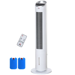 40" Portable Oscillating Air Cooler Fan for Home, 3-In-1 Standing Ice Floor Fan with Humidifier, LED Display, White