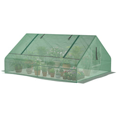 71" x 55" x 32" Mini Greenhouse, Small Green House, Garden Planting Shed, Outdoor Flower Planter Warm House with Zipper Windows, Green