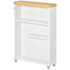 Slim Bathroom Cabinet with Wheels Storage Organizer, White