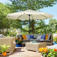 9' Patio Umbrella with Push Button Tilt and Crank Outdoor Double Top Market Umbrella, Cream White