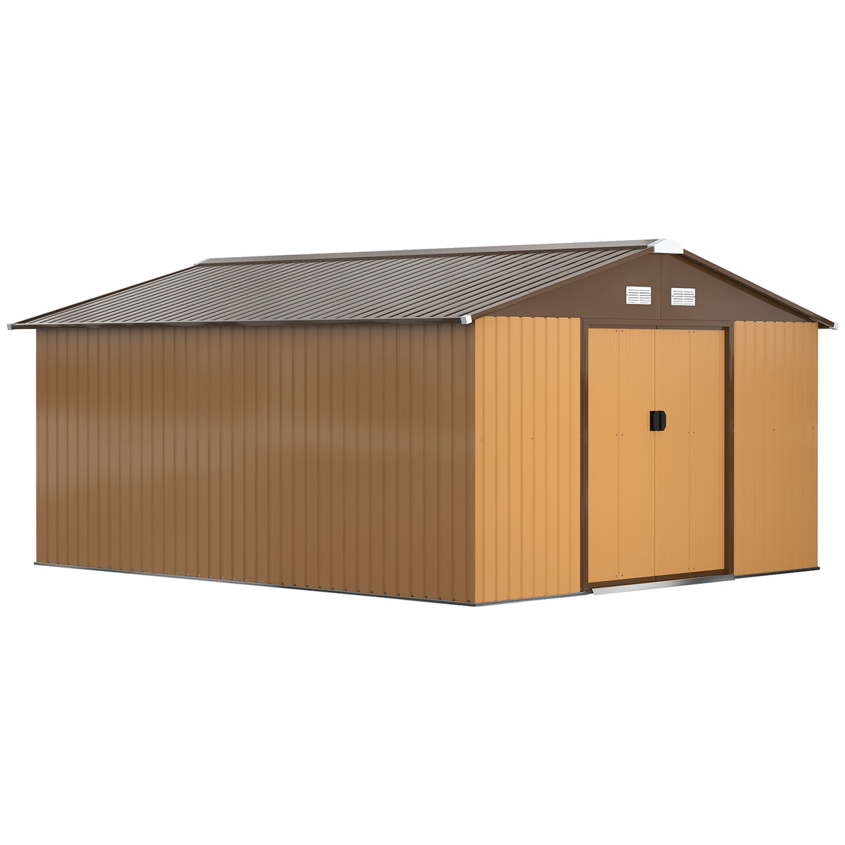 Garden Metal Shed, Storage Shed Utility Storage with Double Locking Doors for Bike, Yard Tools, Yellow