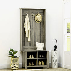 Hall Tree with Shoe Storage Bench Entryway Bench for Living Room, Grey