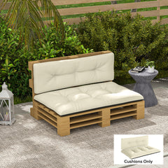 2 Seater Pallet Cushions Outdoor 3.9" Thick Replacement Cushions - Tufted Design for Garden, Patio, Cream White