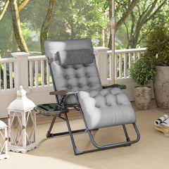 Padded Zero Gravity Chair, Folding Recliner Chair with Cup Holder Cushion, Gray