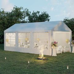 10 x 20 ft Heavy Duty Party Tent Outdoor Gazebo Wedding Tent Event Shelter Carport BBQ with Removable Sidewalls & Windows, Outside Waterproof Canopy for Parties, White