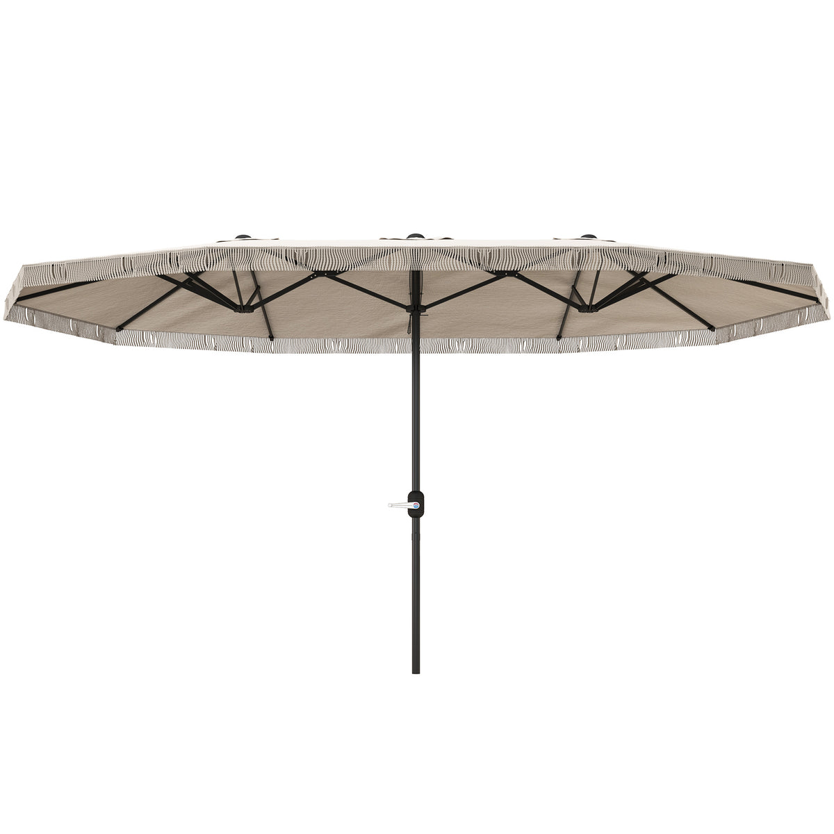 15ft Rectangle Patio Umbrella UPF30+ Extra Large Outdoor Umbrella with Fringe and Crank Handle, Cream White