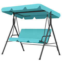 3-Seat Outdoor Patio Swing Chair with Removable Cushion, Steel Frame Stand and Adjustable Tilt Canopy for Patio, Garden, Poolside, Balcony, Backyard, Green