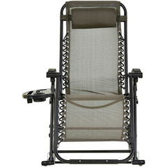 Outdoor Rocking Chairs, Foldable Reclining Zero Gravity Lounge Rocker with Pillow, Cup & Phone Holder, Combo Design with Folding Legs, Gray