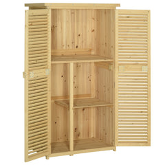 5' x 3' Wooden Garden Storage Shed, Sheds & Outdoor Storage with Asphalt Roof & 2 Large Wood Doors with Lock, Natural