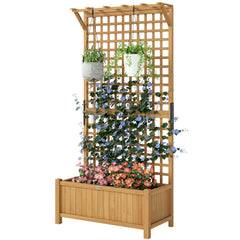 Wood Planter with Trellis for Vine Climbing, Raised Garden Bed, Privacy Screen for Backyard, Patio, Yellow