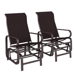 Gliding Lounger Chair Set of 2, Single Rockers with Lightweight Metal & Mesh Construction, Brown