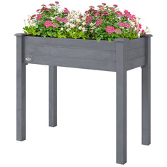 34" Raised Garden Bed, Elevated Wooden Planter Box with Holes for Vegetables, Herb, Flowers for Backyard, Dark Gray