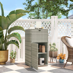 Outdoor Towel Rack for Pool w/ Drawer & Cabinet, Gray
