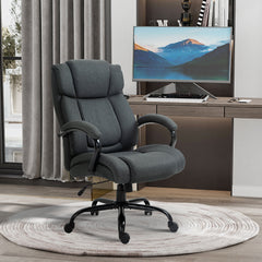 Executive Office Chair with Wide Seat, Computer Desk Chair with Adjustable Height, Swivel Wheels, Gray