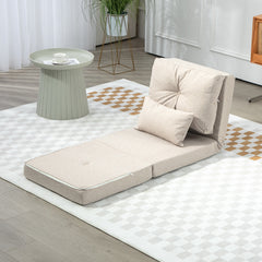 Floor Chair, Convertible Floor Sofa Bed, Folding Upholstered Couch Bed with Adjustable Backrest, Beige
