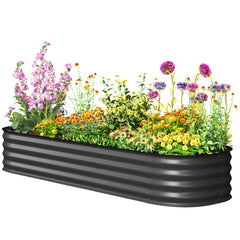 6.4' x 2' x 1' Galvanized Raised Garden Bed Kit, Metal Planter Box with Safety Edging, Dark Gray