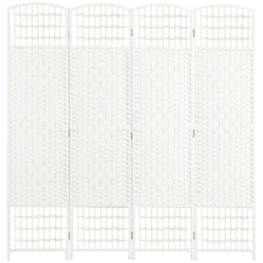 4 Panel Folding Room Divider Portable Privacy Screen Wave Fiber Room Partition for Home Office White