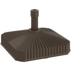 Square Patio Umbrella Base Holder, Heavy Duty Outdoor Umbrella Stand Base, Filled Up to 42lbs with Sand or 33lbs with Water for Garden, Poolside, Brown