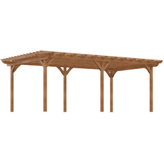 12' x 20' Outdoor Pergola, Wood Gazebo Grape Trellis with Stable Structure for Climbing Plant Support, Garden, Patio, Backyard, Deck, Brown
