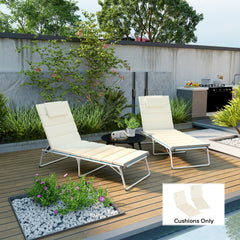 Foldable Chaise Lounge Cushion Set of 2, Outdoor Lounge Chair Cushion Set, UPF50+ 230gsm Olefin, 80" x 26" Cream White