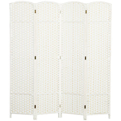 Folding Room Divider Screen 4 Panel 5.6 ' Tall Privacy Screen Freestanding Room Partition for Home Office, White