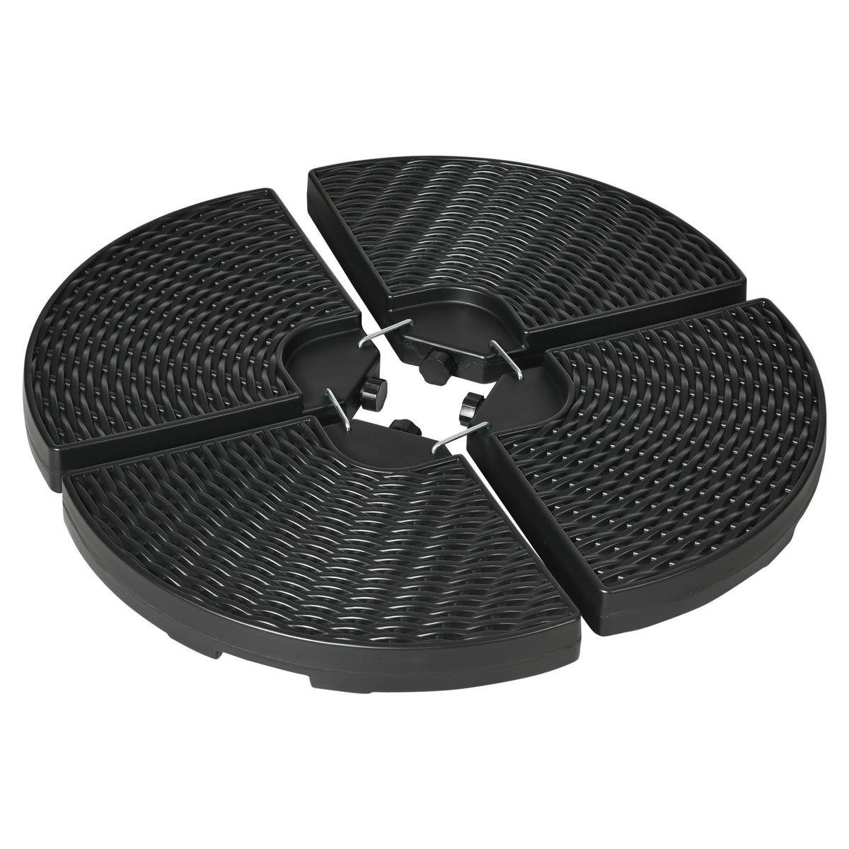 HDPE Material Patio Umbrella Base Weights Sand Filled up to 150 Lb. for Any Offset Umbrella Base | 4-Piece, Water or Sand Filled, All-Weather, Black (Round)