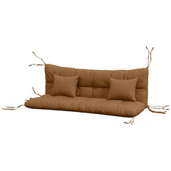 59" Tufted Bench Cushions & Throw Pillows, Replacement Bench Seat Pad, Back & 2 Pillows for Outdoor Furniture, Tan