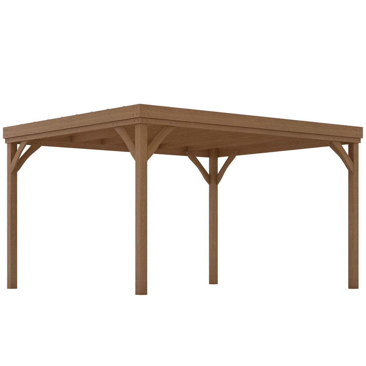 10' x 12' Outdoor Wooden Pergola, Grape Vine Gazebo with Concrete Anchors for Garden, Patio, Backyard, Deck, Brown