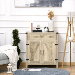Modern Farmhouse Sideboard with Storage, Buffet Cabinet with 2 Barn Doors and Drawer for Dining Room, Oak