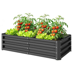Galvanized Raised Garden Bed, 4' x 2' x 1' Metal Planter Box, for Growing Vegetables, Flowers, Herbs, Succulents, Gray