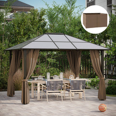 9.84' x 11.8' Gazebo Sidewall Set with Hooks/C-Rings, Brown