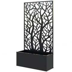 Metal Garden Bed with Trellis for Climbing Plants, Freestanding or Wall Mounted Flower Bed for Garden, Patio, Balcony