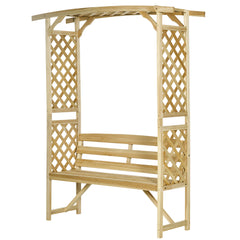Patio Garden Bench, Wooden Bench, Outdoor Bench for Vines/Climbing Plants, Natural