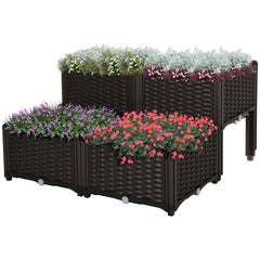 4 Piece Raised Garden Bed with Legs, Planter Box Raised Bed to Grow Flowers, Herbs & Vegetables, Brown