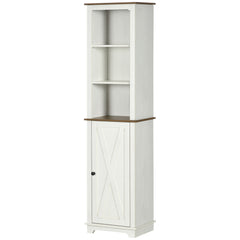 Farmhouse Bathroom Cabinet, Tall Storage Cabinet with Door and Adjustable Shelves, 15.5" x 11.75" x 63", White