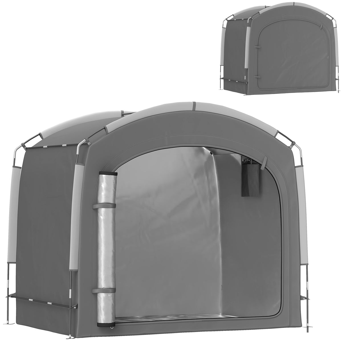 Bike Storage Shed Tent, Portable and Waterproof with 210D Oxford Fabric and Carry Bag for 3-4 Bicycles, Dark Gray