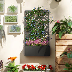Metal Garden Bed with Trellis for Climbing Plants, Freestanding or Wall Mounted Flower Bed for Garden, Patio, Balcony