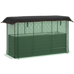 Galvanized Steel Planter Box with Crop Cage and Shade Cloth, Raised Garden Bed for Flowers, Veggies and Herbs, Dark Gray