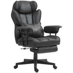 396lbs. Big and Tall Office Chair, Executive Office Chair with Footrest, Lumbar Support, and Reclining Function, Black