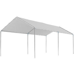 9.6' x 19.5' Carport Heavy Duty Galvanized Car Canopy w/ Included Anchor Kit, 3 Reinforced Steel Cables, White