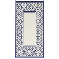 Reversible Outdoor Rug, Waterproof Plastic Straw with Carry Bag, 9' x 18', Blue & White Gourd Border