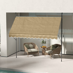 10' x 4' Manual Retractable Awning, Non-Screw Patio Awning, UV Resistant, for Window or Door, Beige