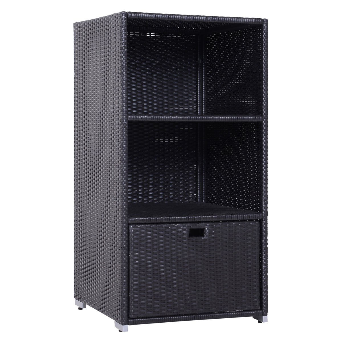 47" Poolside Rattan Wicker Towel Valet Organizer Cabinet with Storage