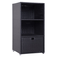 47" Poolside Rattan Wicker Towel Valet Organizer Cabinet with Storage