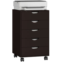 5 Drawer File Cabinet Storage Organizer Filing Cabinet with Nordic Minimalist Modern Style & Wheels, Brown