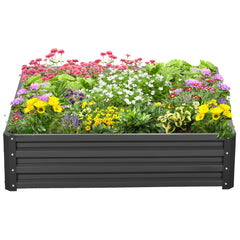 Galvanized Raised Garden Bed, 4' x 4' x 1' Metal Planter Box, for Growing Vegetables, Flowers, Herbs, Succulents, Gray