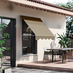 6' Drop Arm Manual Retractable Window Awning Sun Shade Shelter for Patio Balcony Outdoor, Aluminum, Can Cover 2 Windows, Cream White