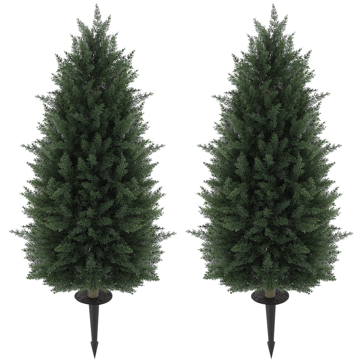 43.3 Inch Set of 2 Artificial Cypress Topiary Tree, Indoor Outdoor UV Resistant Faux Plants with Ground Stake for Garden
