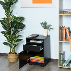 Mobile Storage Cabinet Organizer with Drawer and Cabinet, Printer Stand with Castors, Black