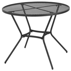 35" Round Outdoor Patio Bistro Dining Table, French Cafe Style, Conversation Space, Fast Drying Metal Mesh Tabletop for Garden, Backyard, Poolside, Black